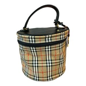 Burberry Beige and Black Check Cosmetic Bag